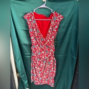 Ralph Lauren Red and Blue Floral Midi Dress